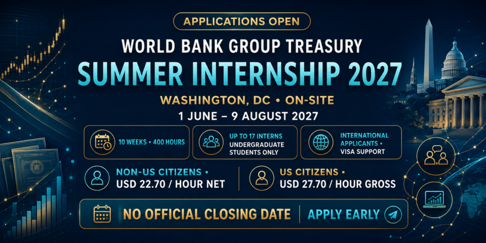 World Bank Treasury Internship 2027
