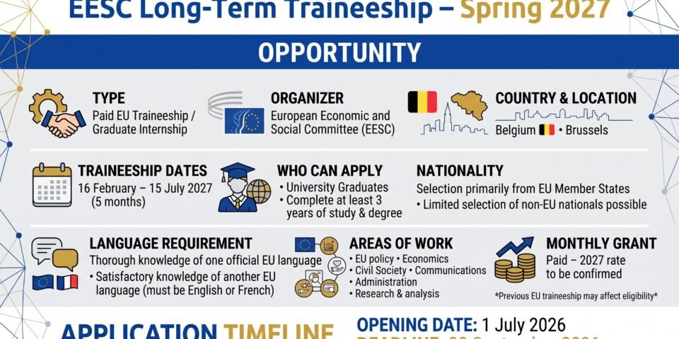 EESC Long-Term Traineeship Spring 2027 in Brussels, Belgium – Paid EU Graduate Traineeship