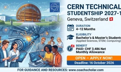 CERN Technical Studentship 2027-1 in Geneva, Switzerland – Paid Studentship with CHF 3,486 Monthly Allowance